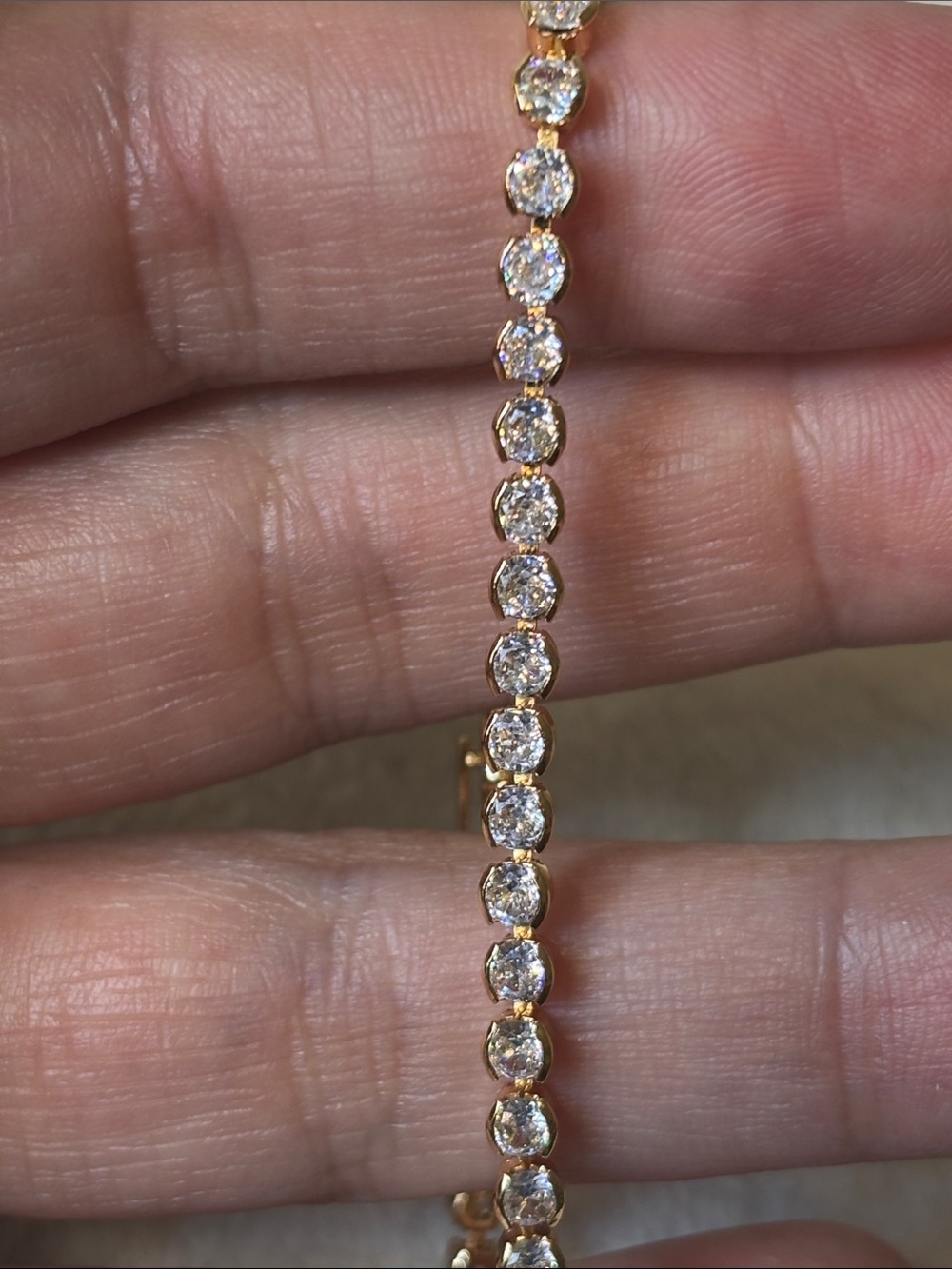 CZ Bezel Set Tennis Bracelet 18k Rose Gold Plated Removable Extender - Picture 3 of 5